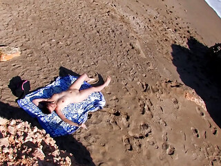 caught sunbathing naked on the stand - the punishment was a horny fuck