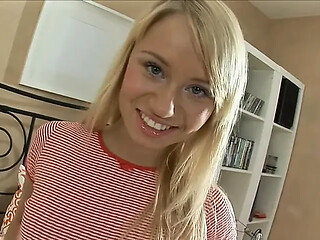 Amateur GF rides big cock and gets toyed while her innocent sweet face