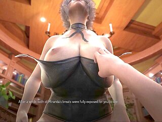 College girl with big boobs and nice bum in a steamy visual novel gameplay