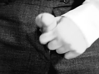 Jerking Off Untill I Cum In Slow Motion And Close Up (vertical video) Black and White filter