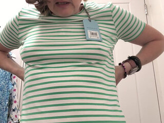 Braless, Commando, Tattooed Chick Trying on New Clothes. Part 1 of 2.