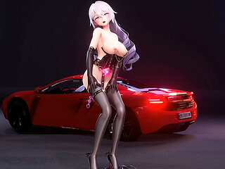 [mmd] Broken Iron Big Duck Duck-queencard Dress Black Silk Elegant Succubus Pattern