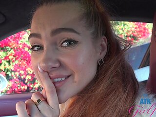Redheaded beauty gets her pussy licked by a tattooed stud in pov video