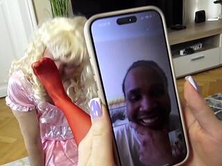 Roxana mocks the cuckold sissy in the chat with her black stud.