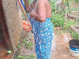 Hot Step Mom Bathing Outdoor