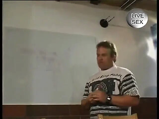 Teen blonde gets a double dose of cock in the classroom