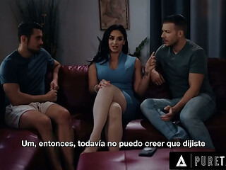 PURE TABOO Stepmom Sheena Ryder Surrenders To Stepsons DP Threesome Request - SPANISH SUBTITLES