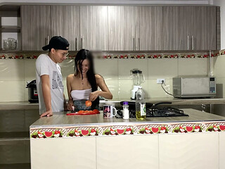 She was cooking and I couldn't stand the urge to fuck her in the kitchen