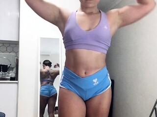 Solo brunette masturbation and striptease