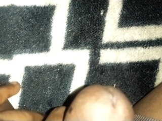 Jerking slowly black cock.