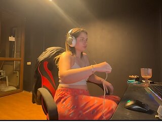 Cute Blonde Farting on Gaming Chair