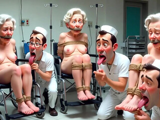 Pathetic Men Licking Wrinkled Feet of Elderly Women