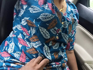 office girl enjoying roleplay romance in car