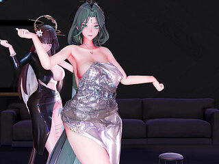 MMD Rollin, Couple Dance, Sexy Dance, Lingerie, Striptease