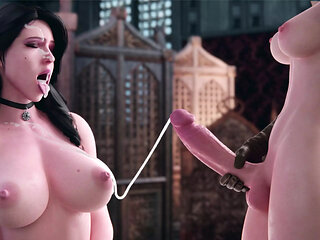 Big Breast Yennefer Gets Sprayed All Over with Futa Cum