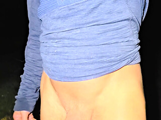 Skinny boy pissing on the Street before Huge cumshot at midnight. Public cumshot