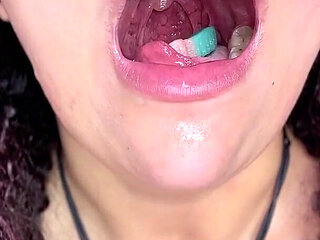 Asmr Close-up Mouth Eating Gummy Worms and Talking About Swallowing You