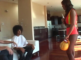 Assertive Woman in Stockings Brings Out All Tenants for Gangbang Ass Licking Experience with Her.