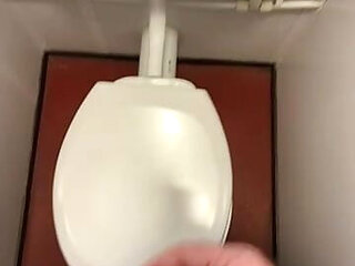 Tiny cock cumming in restroom