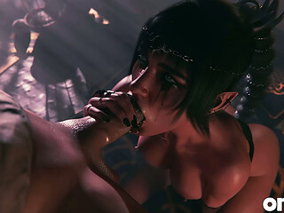 Dark Elf Fanstasy Sloppy Blowjob &amp_ Moans For Big Dick - 3D Animated Fantasy Porn