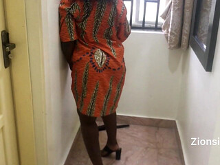 Thick Ebony African Pretty Slut Striptease in African Dress Before the Main Event