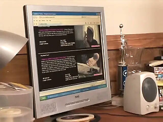 Hot black chick sucks white cock in office