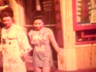 Vintage Red-tinted Lesbian Classic with Retro Bedroom Lovers