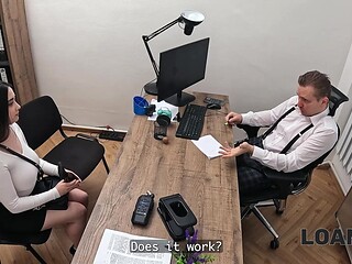 Hott girl seduces loan officer with big natural tits