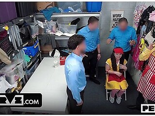 One Little Thief, Four Big Cocks: Petite Shoplifter Takes on the Whole Team