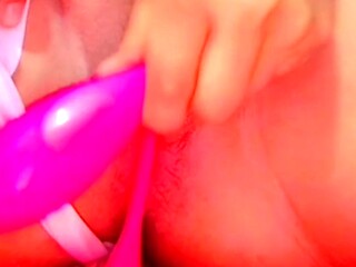 Tight pussy plays with sex toy during intense solo jerk-off