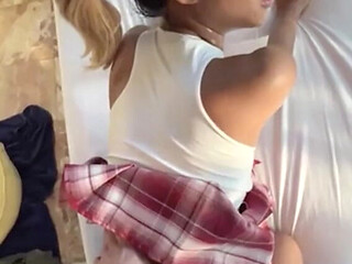 Petite 18yo Asian Pigtails Gets Glazed