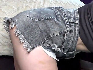 Red Cheeks Exhibition: Spanking Punishment in Denim Hot Pants