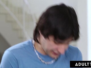 Stepson jerks off to MILF's ass on new exercise bike
