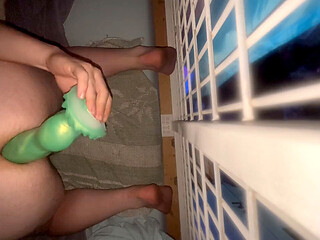 Monster dildos, trans masturbate, inexperienced