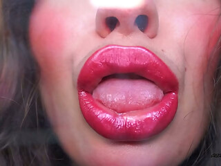 Autumn Seduction Shiny Bronze Red kisses with tongue