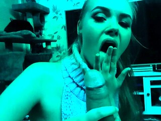 Sucking cock and touching myself in the dark
