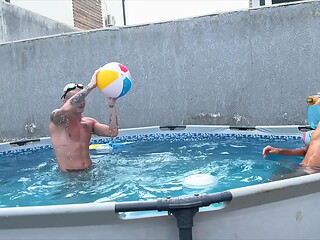 Fucked a friend'_s lustful wife after a pool party. Cumshot full of pussy cum