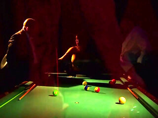 Hot Pool Table Gangbang with Pole Dancing Tease