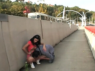 Young cutie Regina Blue fucked outside by old man