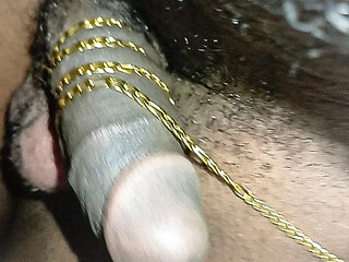 Using my expensive gold to play with my black cock