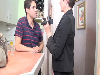 Nasty French cougar picks up a dude and fucks him hard