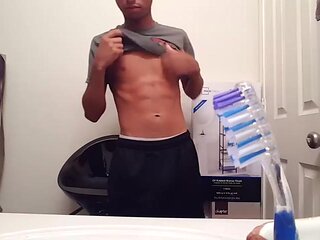 Little Lucas Strokes his Big Dick