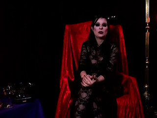Rough fucking ride with a bound and lingerie-clad goth babe