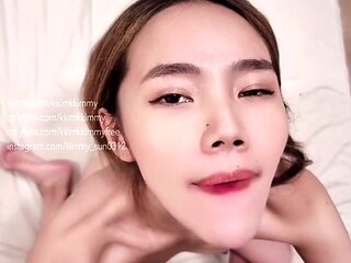 Amateur Asian teen gives blowjob outdoors