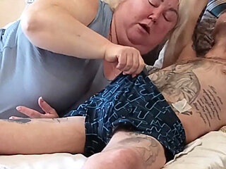 Mother-in-law sucks my dick before work to get dessert in her mouth