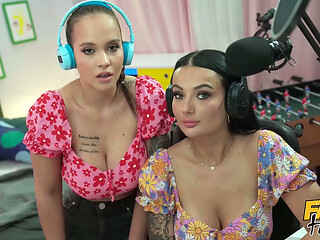 Fake Hostel - Girls with Big Beautiful Tits have Lesbian Sex in games room