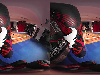 Threesome in the gym with muscled top Dato Foland in VR