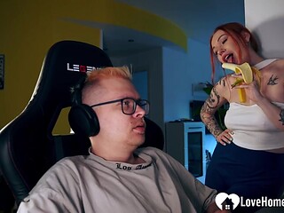 Distracting his gaming with a good blowjob