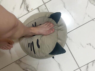 Foot Domination - Crushing Pillow Cat Under Giantess Feet POV