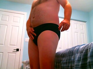 Amateur bear, masturbation, cum in underwear